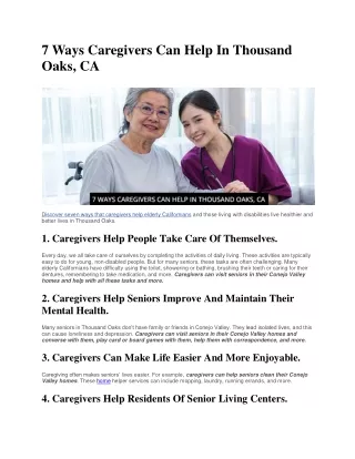 7 ways caregivers can help in thousand oaks ca