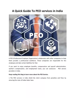 A Quick Guide To PEO services in India