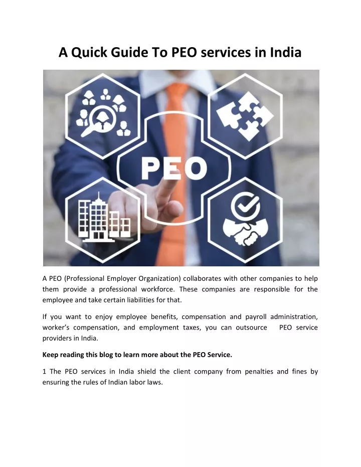 a quick guide to peo services in india