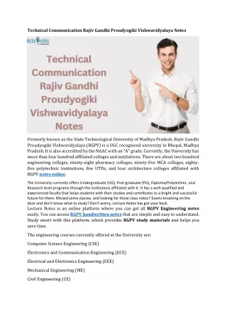 Technical Communication Rajiv Gandhi Proudyogiki Vishwavidyalaya Notes