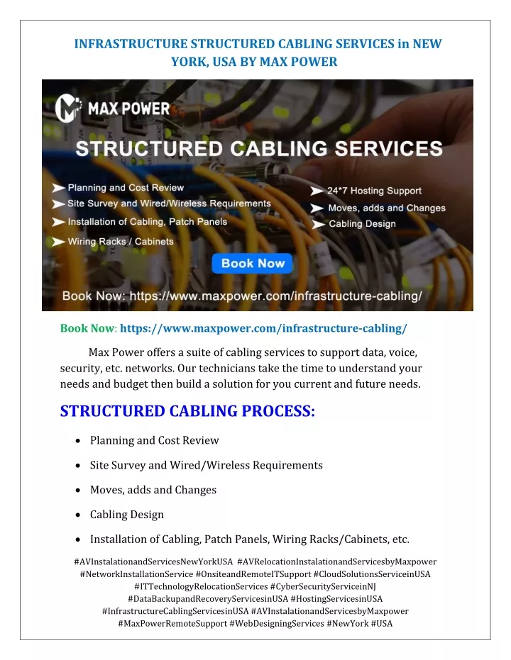 infrastructure structured cabling services