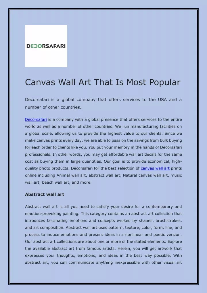 canvas wall art that is most popular