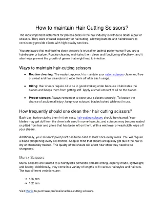 How to maintain Hair Cutting Scissors