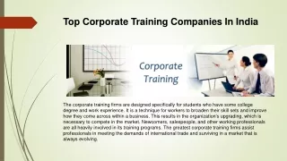 Top Corporate Training Companies In India