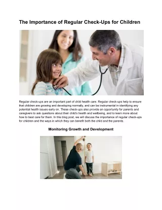 the importance of regular check ups for children