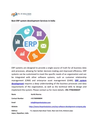 Best ERP system development Services in India