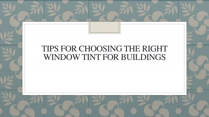 tips for choosing the right window tint