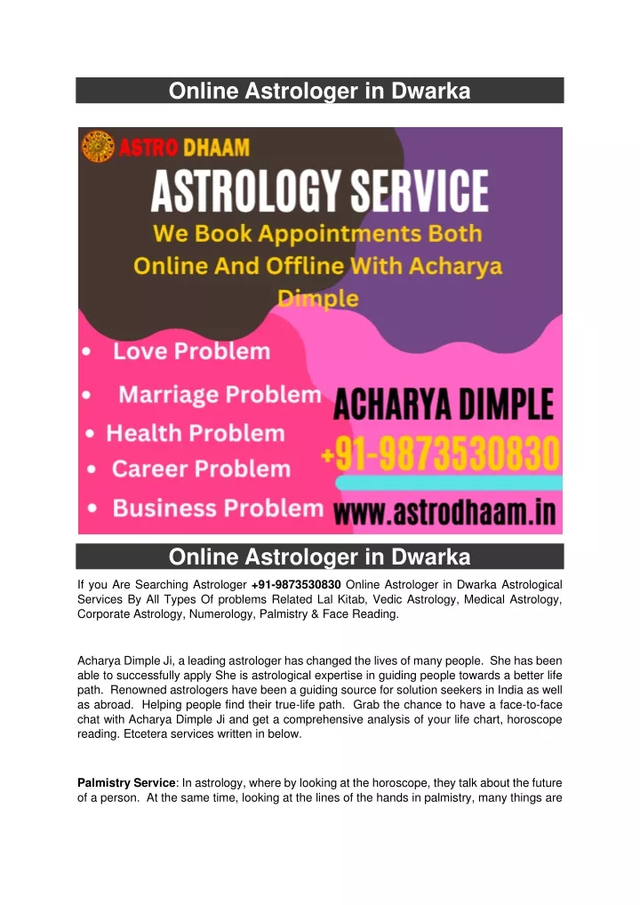 online astrologer in dwarka