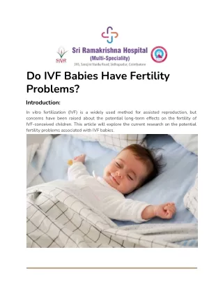 Do IVF Babies Have Fertility Problems