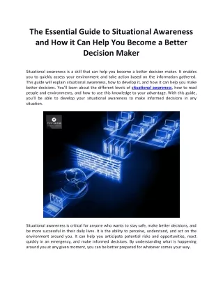 The Essential Guide to Situational Awareness and How it Can Help You Become a Better Decision Maker