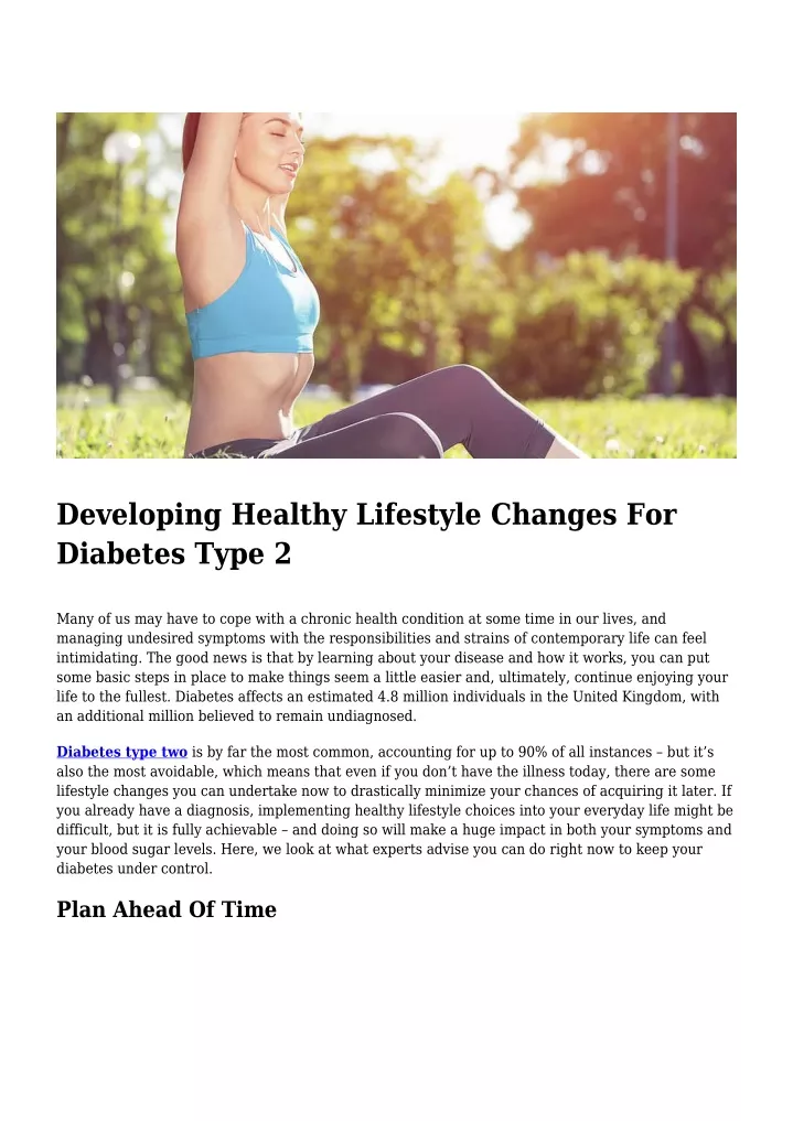 developing healthy lifestyle changes for diabetes
