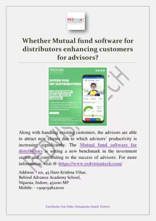 whether mutual fund software for distributors