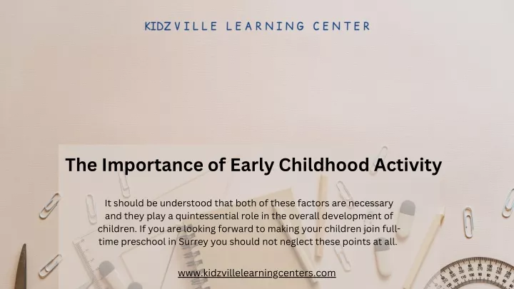 the importance of early childhood activity