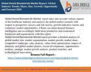 Dental Biomaterials Market Scope and  Size