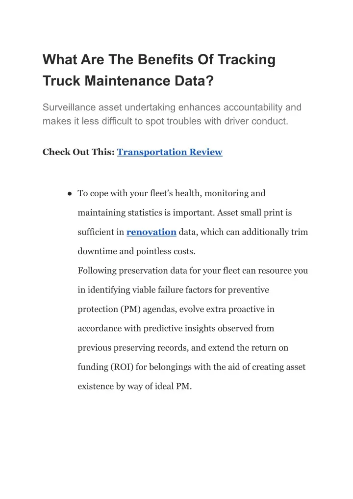 what are the benefits of tracking truck