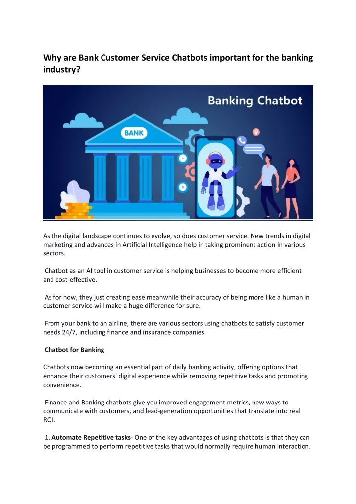 why are bank customer service chatbots important