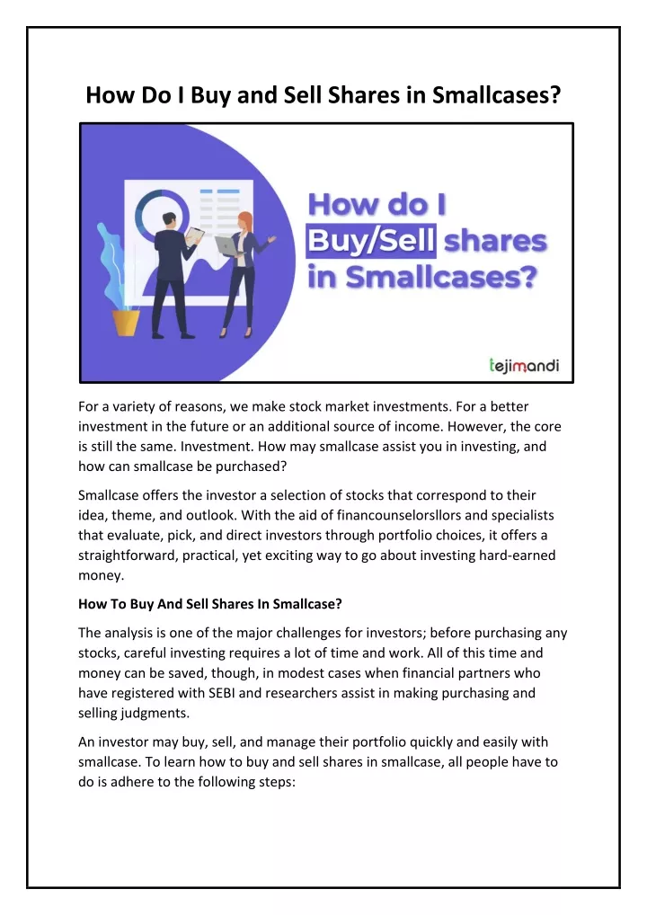 how do i buy and sell shares in smallcases