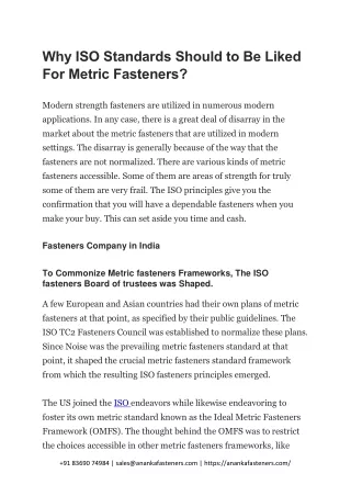 why iso standards should to be liked for metric