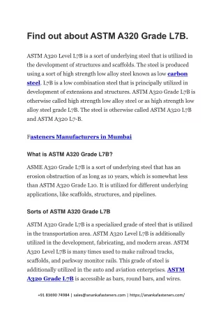 find out about astm a320 grade l7b