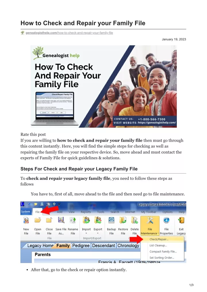 how to check and repair your family file