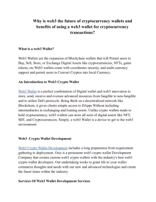 Why is web3 the future of cryptocurrency wallets and benefits of using a web3 wallet for cryptocurrency transactions