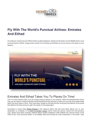 Fly With The World's Punctual Airlines Emirates And Etihad