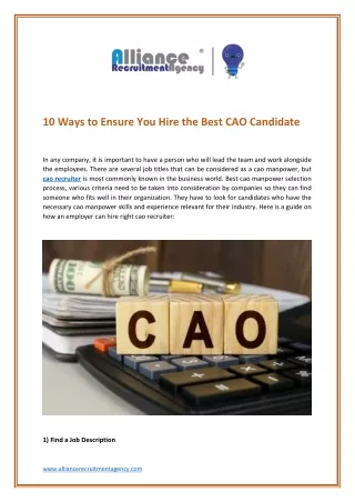 10 Ways to Ensure You Hire the Best CAO Candidate