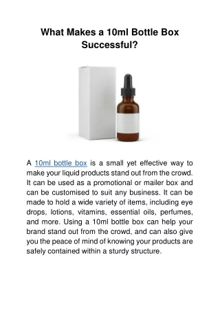 What Makes a 10ml Bottle Box Successful_