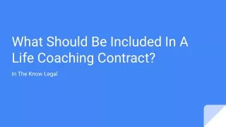 What Should Be Included In A Life Coaching Contract