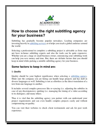 How to choose the right subtitling agency for your business?