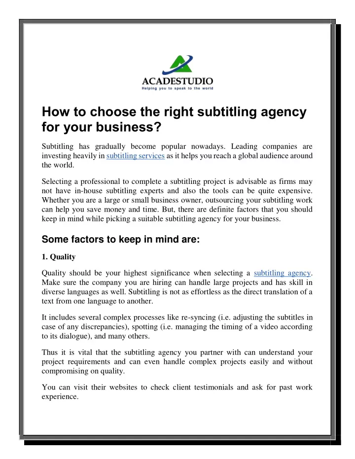 how to choose the right subtitling agency