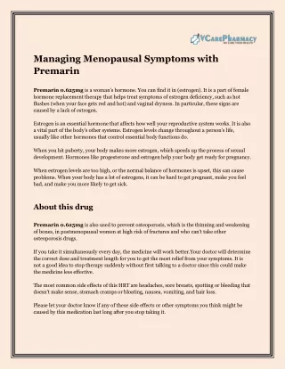 managing menopausal symptoms with premarin