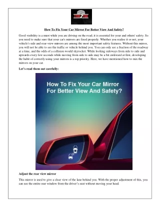 How To Fix Your Car Mirror For Better View And Safety