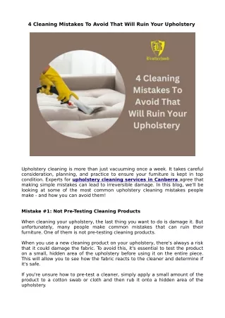 4 Cleaning Mistakes To Avoid That Will Ruin Your Upholstery