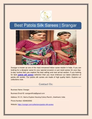 Buy Patola Silk Sarees