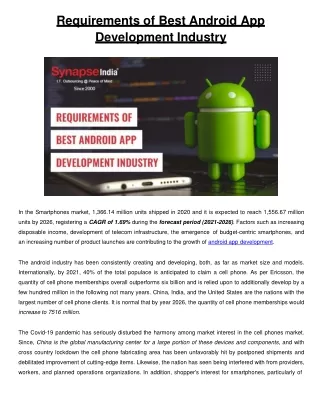 requirements of best android app development industry