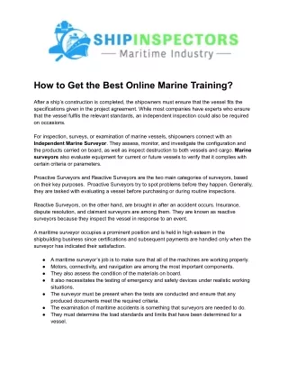 How to Get the Best Online Marine Training?
