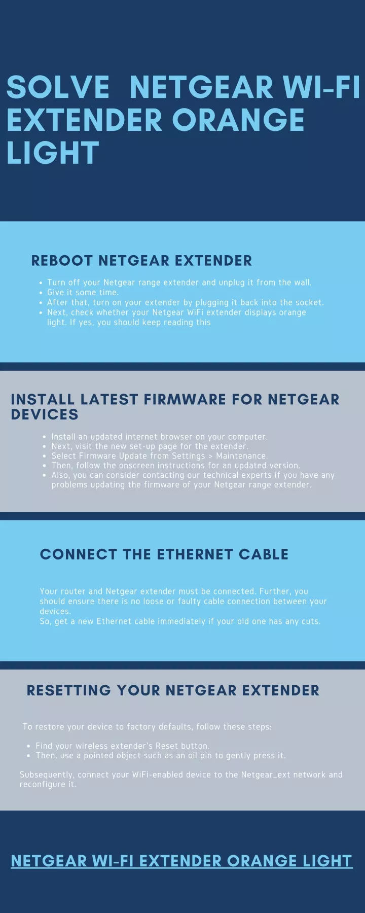 solve netgear wi fi extender orange light