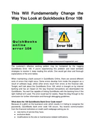 Quick way to resolve QuickBooks error message 108