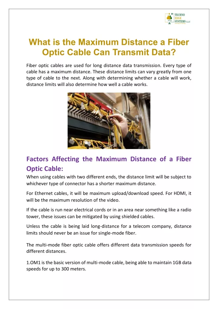 what is the maximum distance a fiber optic cable