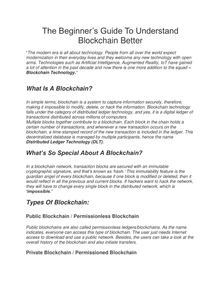 the beginner s guide to understand blockchain