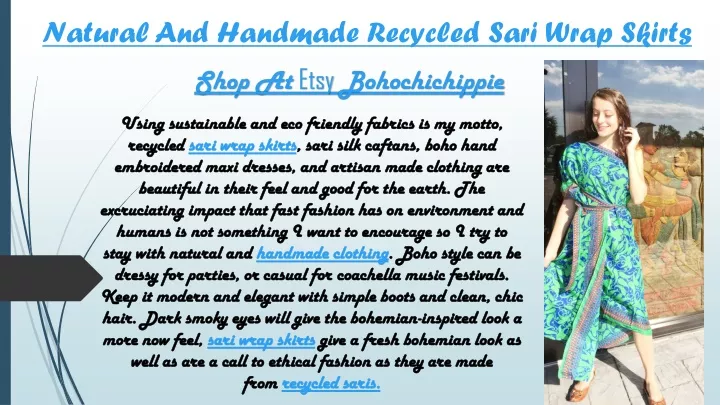 natural and handmade r ecycled sari wrap skirts