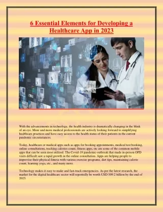 6 essential elements for developing a healthcare