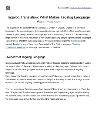 Tagalog Translation: What Makes Tagalog Language More Important