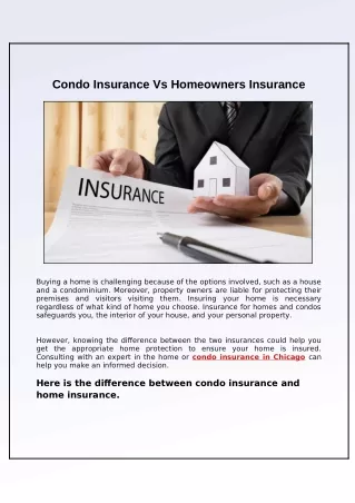 Condo Insurance Vs Homeowners Insurance
