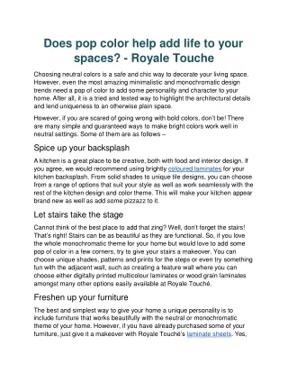 does pop color help add life to your spaces royale touche