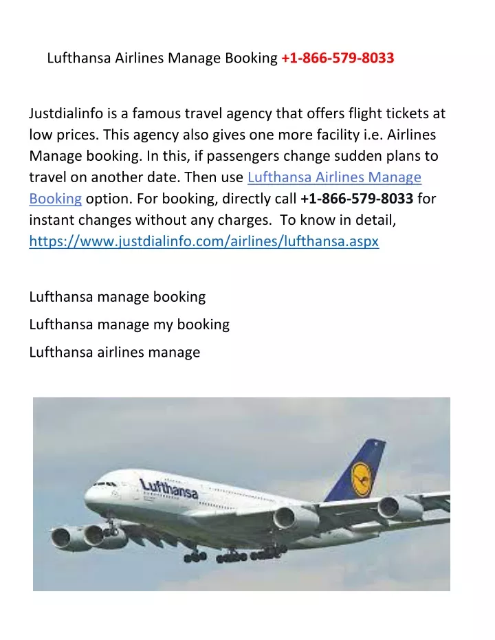 lufthansa airlines manage booking 1 866 579 8033
