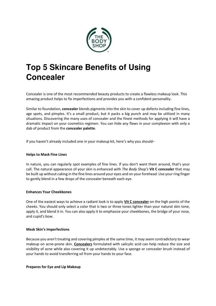 top 5 skincare benefits of using concealer