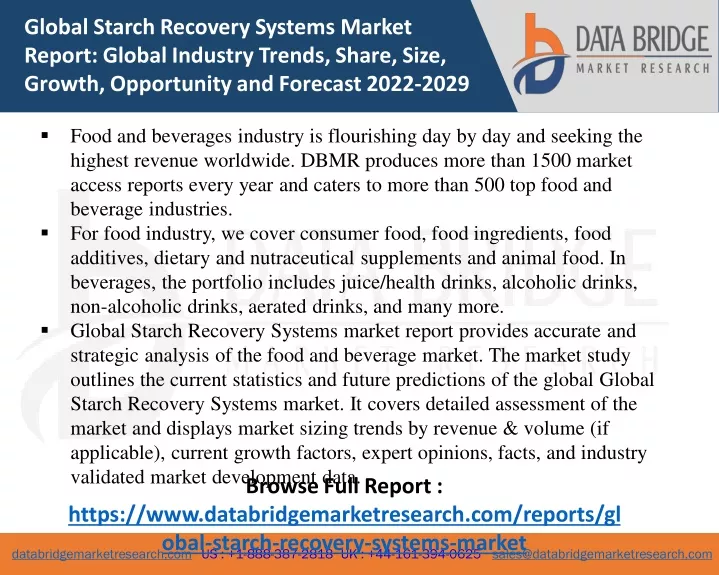 global starch recovery systems market report