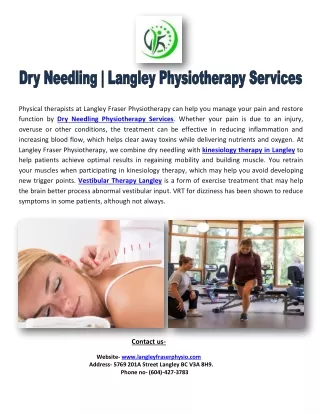 Dry Needling | Langley Physiotherapy Services​​